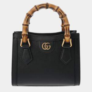 Gucci Black Leather Mini Diana Bamboo Shoulder Bag