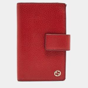 Gucci Red Leather Interlocking G Trifold Wallet