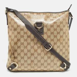 Gucci Beige GG Crystal Canvas and Leather Abbey Messenger Bag