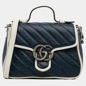 Gucci Navy Blue GG Marmont Torchon Satchel