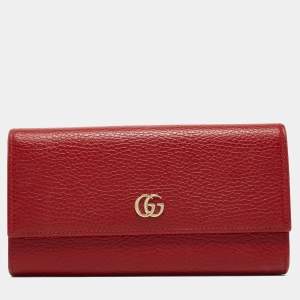 Gucci Red Leather Double G Flap Continental Wallet
