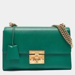 Gucci Green Leather Medium Padlock Shoulder Bag