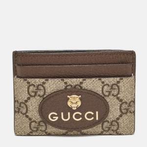 Gucci Beige/Ebony GG Supreme Canvas and Leather Neo Vintage Card Holder