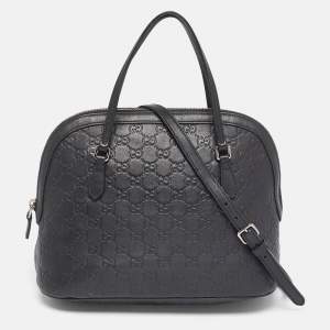 Pre Owned Gucci Black Guccissima Leather Dome Bag