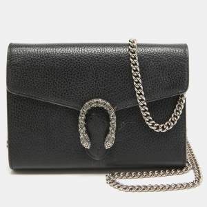 Gucci Black Leather Mini Dionysus Wallet On Chain