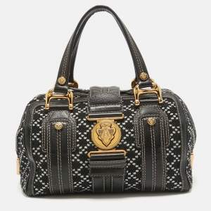 Gucci Black/White Printed Canvas and Leather Medium Aviatrix Boston Bag