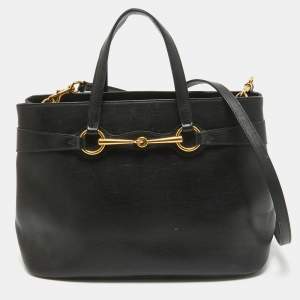 Gucci Black Leather Medium Bright Bit Tote