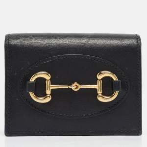 Gucci Black Leather Limited Edition Horsebit 1955 Compact Wallet