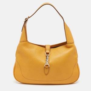 Pre Owned Gucci Yellow Leather Jackie Hobo