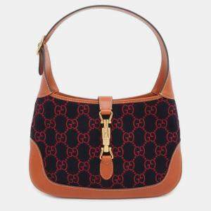 Gucci Navy Blue /BrownGG Leather Small Jackie 1961 Shoulder Bags