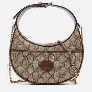 Pre Owned Gucci Beige/Ebony GG Supreme Canvas Mini Ophidia Shoulder Bag