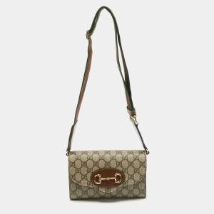 Gucci Beige GG Supreme Canvas Mini Horsebit 1955 Crossbody Bag