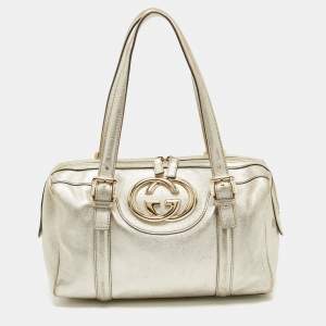 Gucci Gold Leather Britt Boston Bag