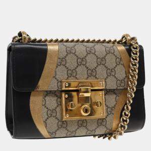 Gucci Beige GG Supreme Canvas Padlock Shoulder Bag