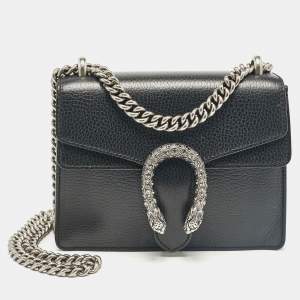 Gucci Black Leather Mini Dionysus Shoulder Bag