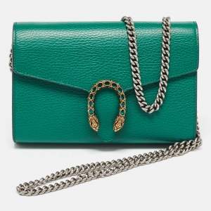 Gucci Green Leather Dionysus Wallet on Chain