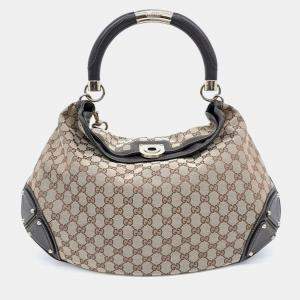 Pre Owned Gucci Bamboo Handle Indy Hobo Bag
