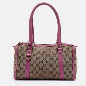 Gucci Pink/Beige GG Canvas and Leather Abbey Boston Bag