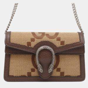 Gucci Beige/Brown Canvas and Leather Jumbo GG Dionysus Shoulder Bag