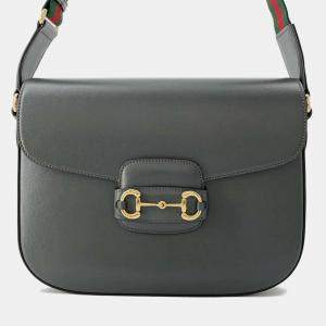 Gucci Grey Leather Horsebit 1955 Shoulder Bag