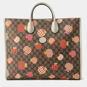 Gucci Beige/White GG Canvas Apple Tote Bag