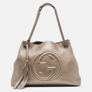 Gucci Gold Leather Medium Soho Shoulder Bag