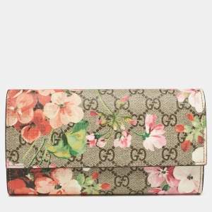 Gucci Multicolor GG Supreme Canvas and Leather Blooms Continental Wallet