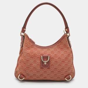 Gucci Pink Guccisssima Suede Abbey D-Ring Hobo