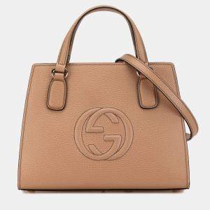 Gucci Light Brown Leather Medium Soho Convertible Tote Bag