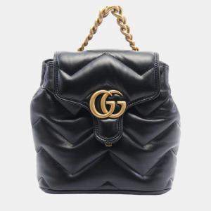 Gucci Black Leather GG Marmont Backpack