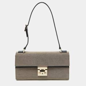 مملوكة مسبقًا Gucci Beige Canvas and Patent Leather Lady Lock Shoulder Bag