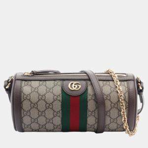 Gucci Beige Brown Multicolor Coated Canvas Leather Ophidia GG Supreme Bag