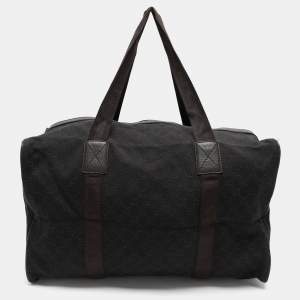 Gucci Brown GG Canvas and Leather Duffel Bag