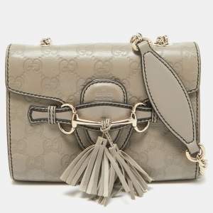 Gucci Grey Microguccissima Leather Mini Emily Chain Crossbody Bag