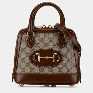 Gucci Canvas and Leather Mini GG Supreme Horsebit 1955 Top Handle Bag