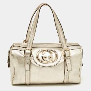 Gucci Gold Leather Britt Boston Bag