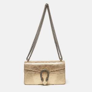 Gucci Gold Lizard Small Rectangular Dionysus Shoulder Bag