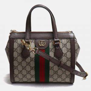 Gucci Brown Beige/Ebony Ophidia GG Small Tote Bag