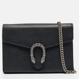 Gucci Black Leather Leather Dionysus Wallet On Chain