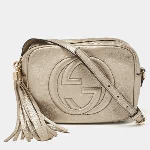 Pre Owned Gucci Beige Leather Small Soho Disco Crossbody Bag
