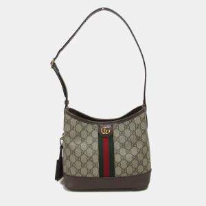 Gucci Beige Brown Coated Canvas Shoulder Bag