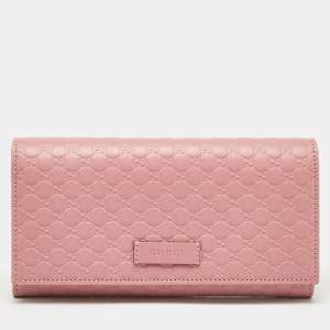 Gucci Pink Microguccissima Leather Flap Continental Wallet