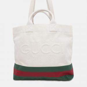 Gucci Web Canvas with Embossed Details Tote Bag