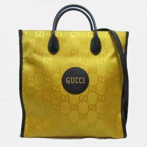 Gucci Yellow Black Leather Nylon GG Off the Grid Long Bag