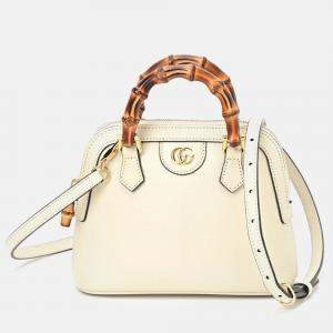 Gucci Ivory Leather Bamboo Diana Tote Bag