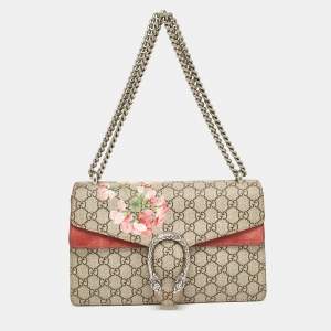 Gucci Pink/Beige Signature Coated Canvas and Suede Small Dionysus Shoulder Bag