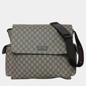 Gucci Brown Coated Canvas GG Supreme Plus Diaper Bag 