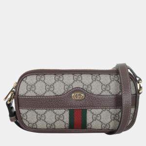 Gucci Brown/Beige Canvas and Leather Ophidia GG Mini Shoulder Bag