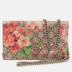 Gucci Multicolor Blooms Print GG Supreme Canvas Wallet on Chain