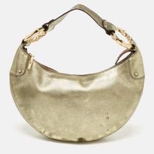 Gucci Gold Leather Bamboo Ring Hobo